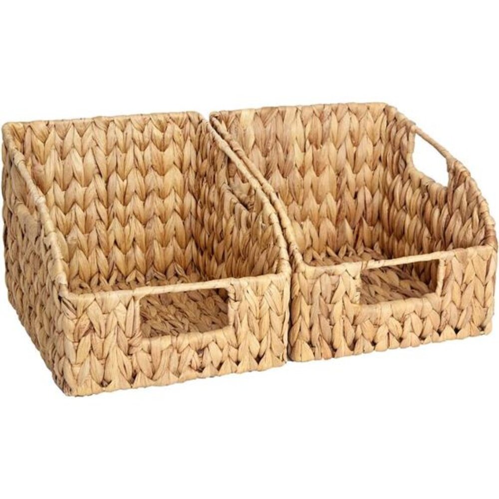 Pantry Baskets for Organizing, Wicker Baskets with Built-in Handles, Handwoven